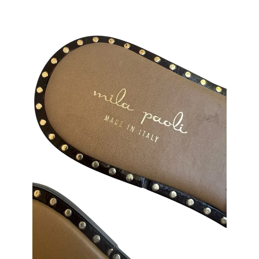 Mila Paoli Ivory Suede Leather Slides Sandals Made‎ in Italy Womens 9